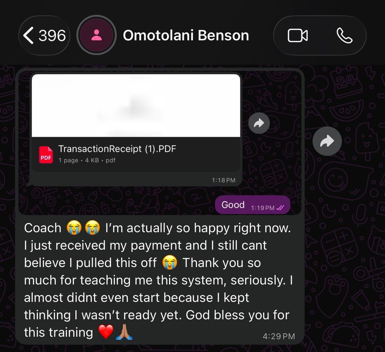Student testimonial result
