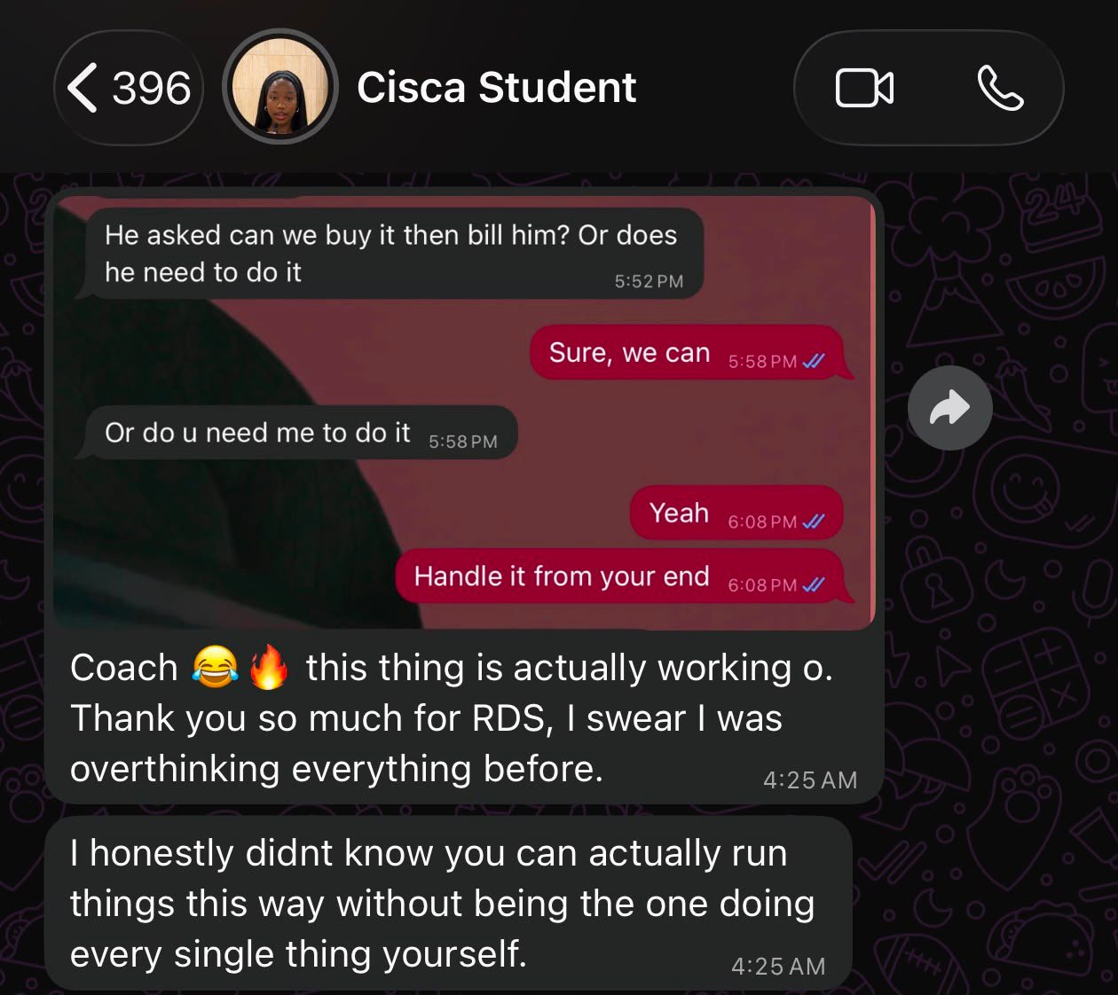 Student testimonial result