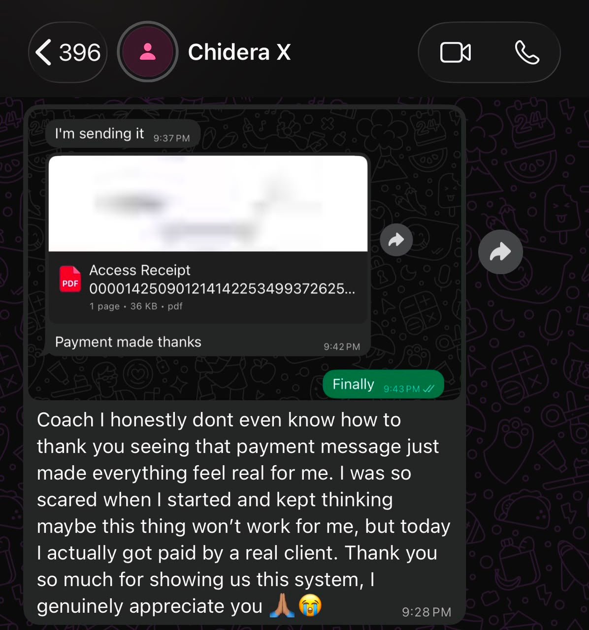 Student testimonial result